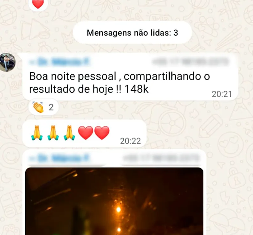 Resultado real compartilhado por participante